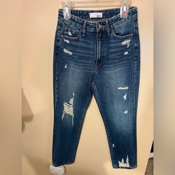 Vervet By Flying Monkey Medium Wash Distressed Jeans Sz 27 NWT - Picture 4 of 8